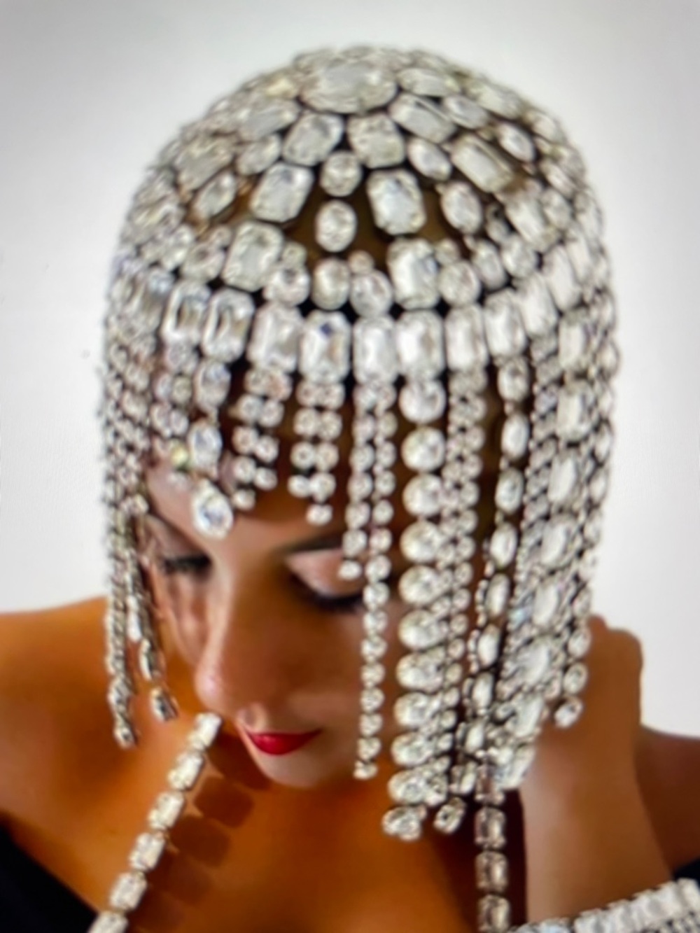 Rhinestone Headpiece Cap - Picture 3 of 10